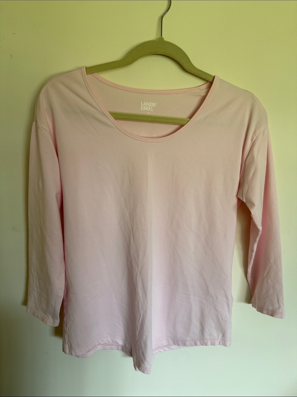 NWOT Lands' End Pale Pink 3/4 Length Sleeve Crew Neck Tee